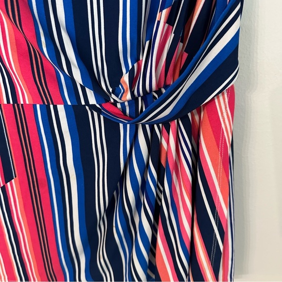 Alex Marie Women’s Sleeveless Multicolor Striped Side Ruched Blouse Sz XL GUC - Picture 3 of 7
